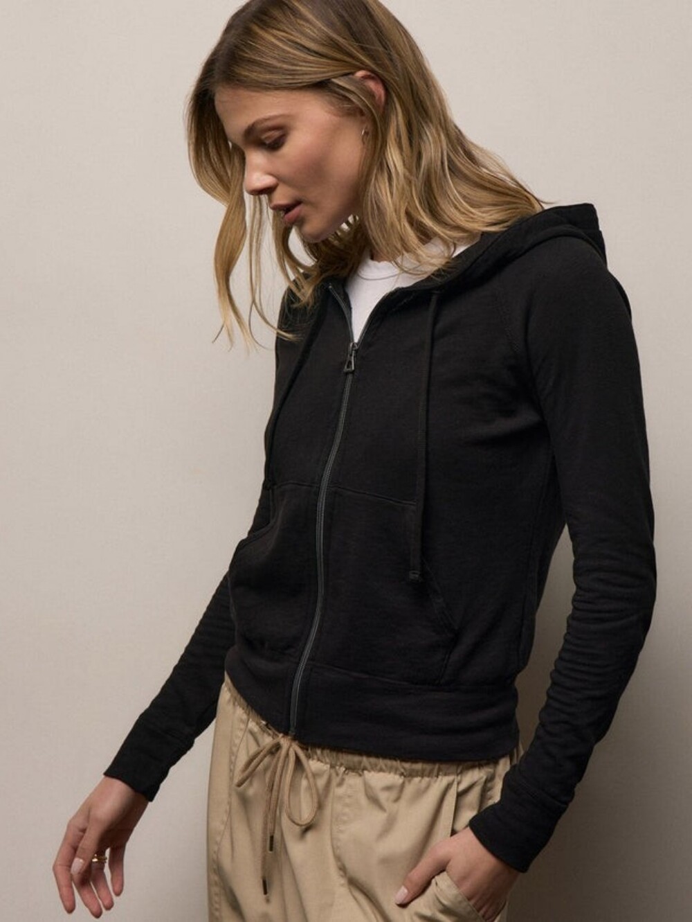JAMES PERSE Vintage French Terry Black Zip-Up Hoodie M.